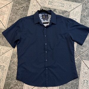 Men's Navy Geometric Button Down Shirt